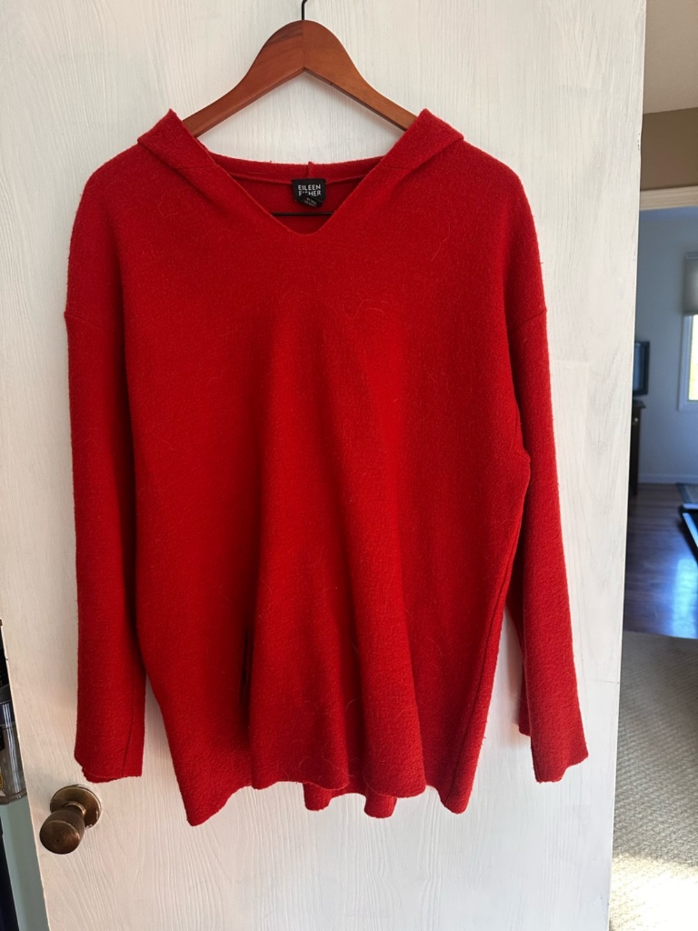 Eileen Fisher Vibrant Red Knit Top with Crew Neck